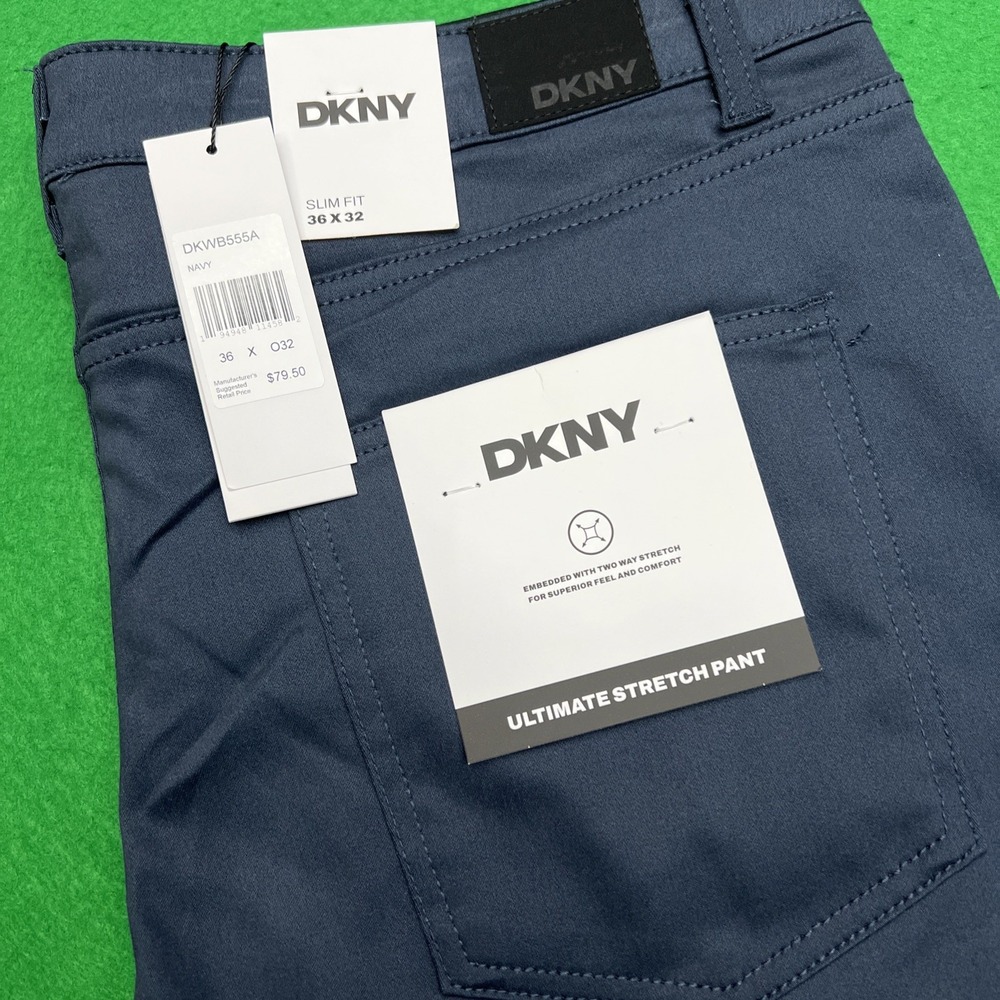 DKNY Ultimate Stretch Slim Fit Pants Stanton Mens Size 36 X 32 Navy